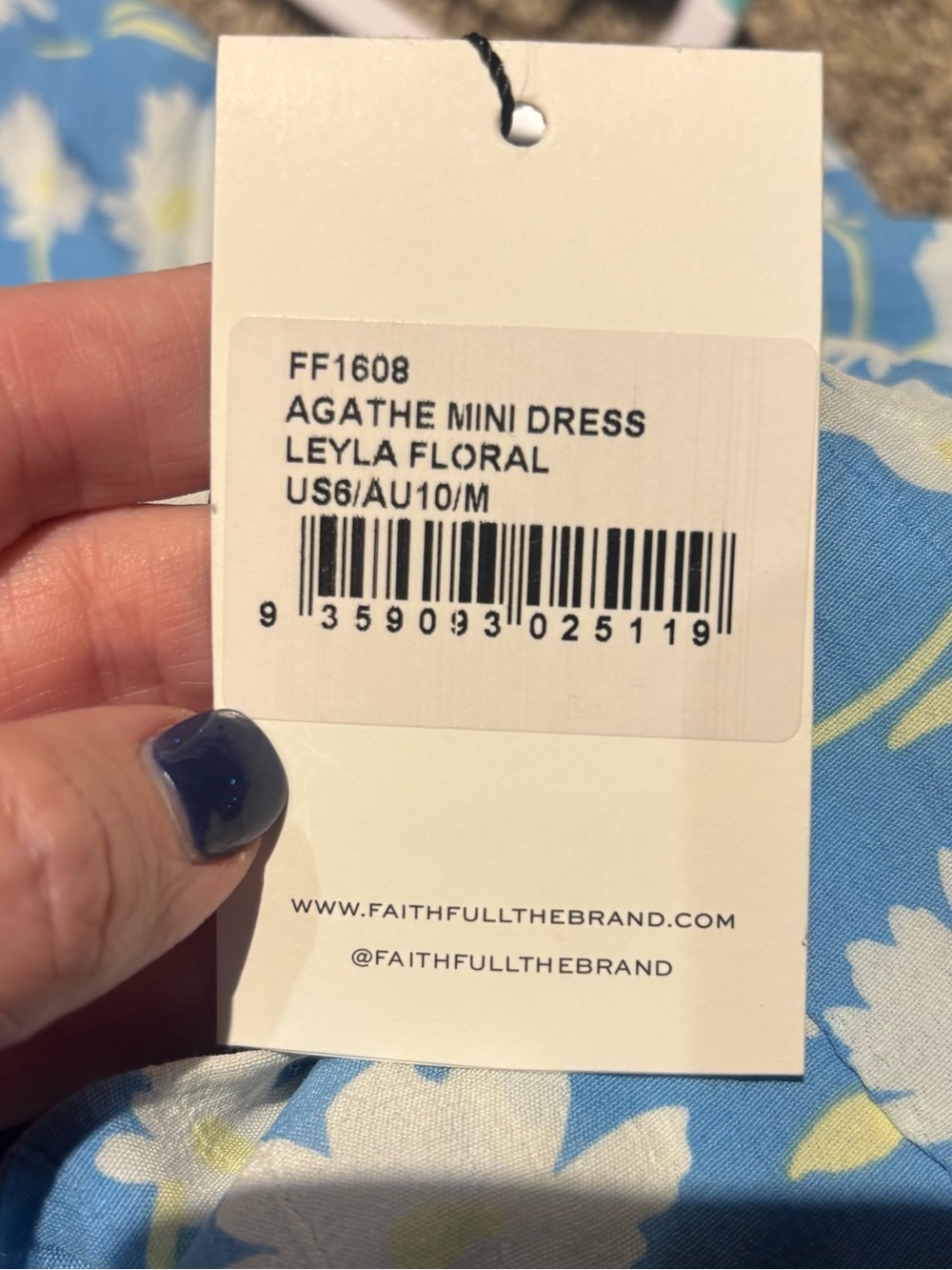 Faithfull the Brand Size 6/Medium Agathe Floral Mini Dress New with Tags - Picture 4 of 6